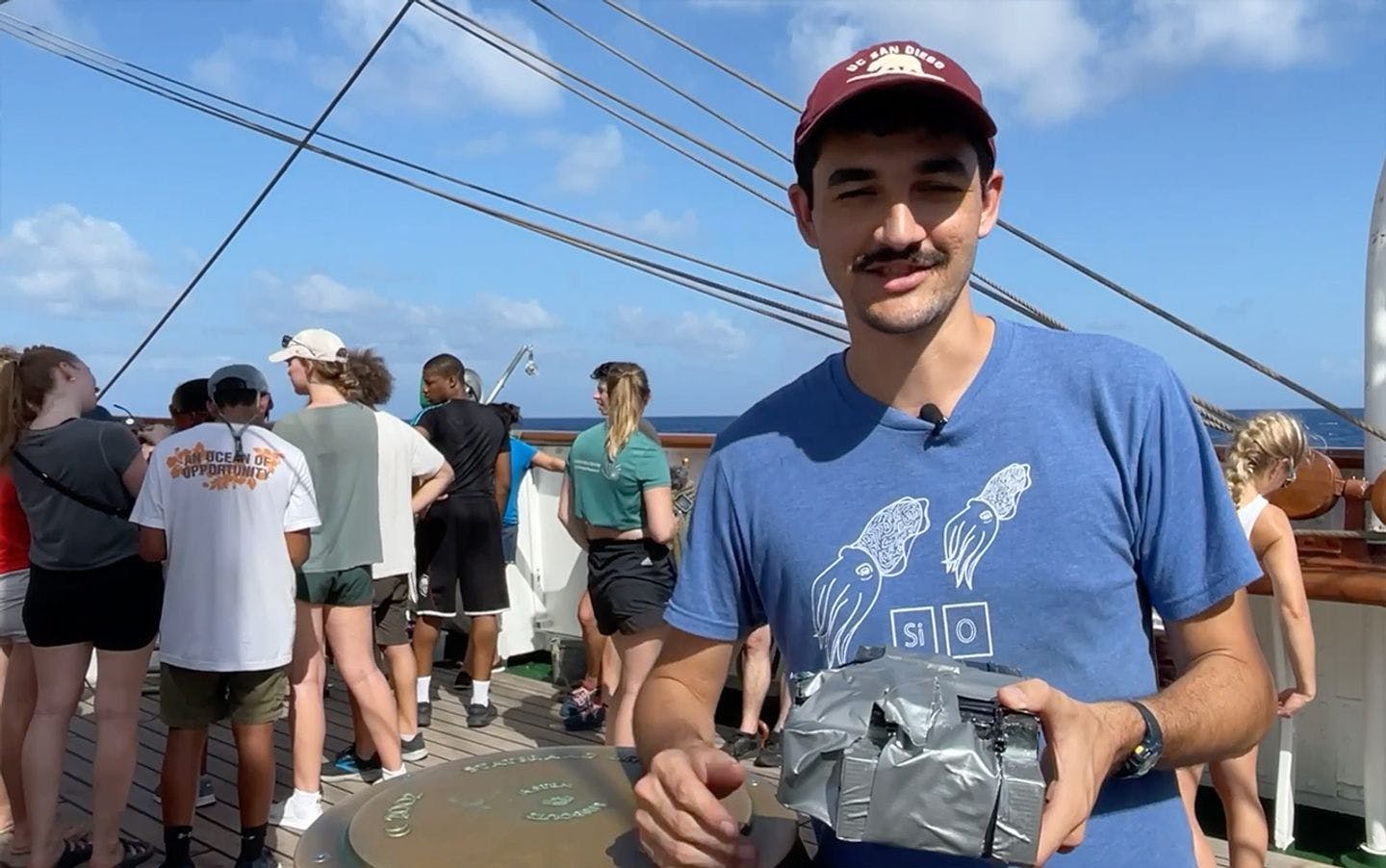 Bobby Sanchez, student at UC San Diego, is ready to launch the home-made floater
