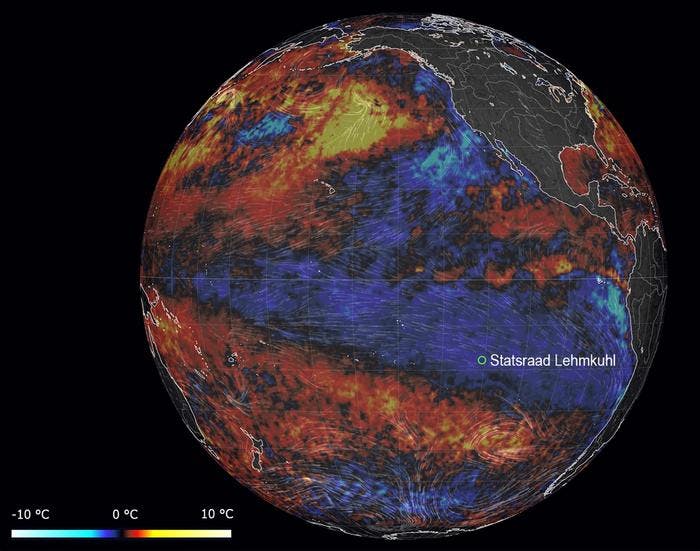 Sea Surface anomalies in May 2022. Image: Earth Nullschool