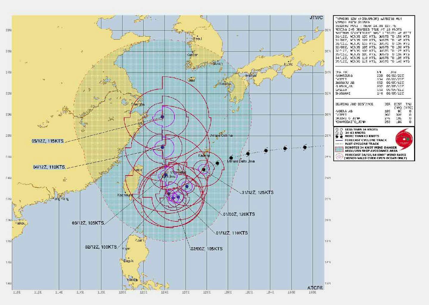 Forcast. Map: Joint Typhoon Warning Center