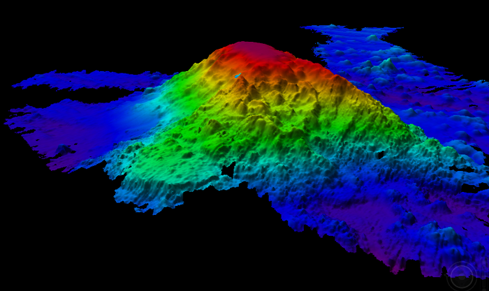Bathymetry of Sars Guyot mapped by a ship multibeam system in 2011. Image: Tina van De Flierdt / Imperial College London