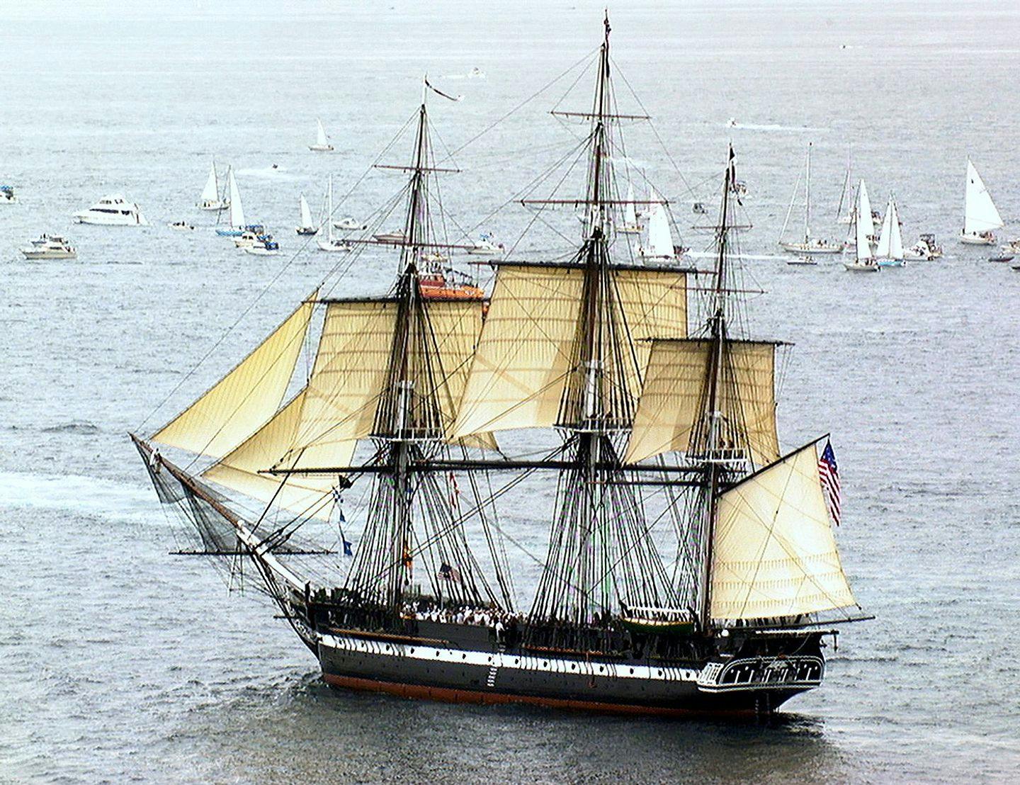 USS Constitution, also known as Old Ironsides, is a wooden-hulled, three-masted heavy frigate of the United States Navy. Photo: Wikipedia
