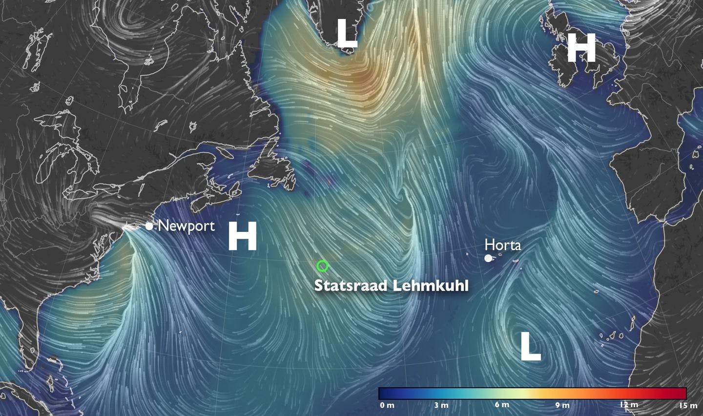 Wind and wave height January 17. Map: Earth Nullschool